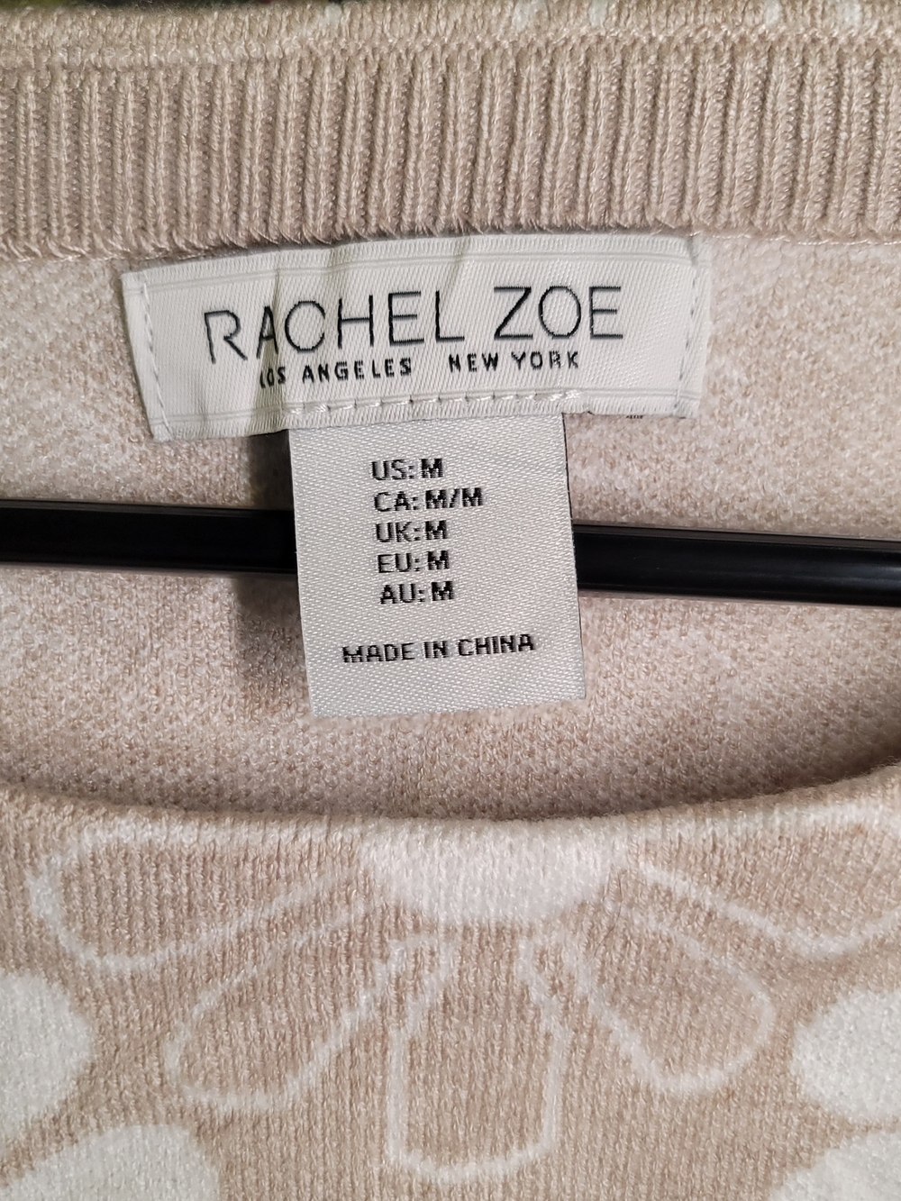 RACHEL ZOE Rayon Blend Sweater Cream and White Floral Design Women's Size M - Picture 2 of 7